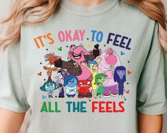 Disney Inside Out 2, It&#39;s Okay To Feel, All The Feels Shirt, Mental Health Shirt, Comfort Colors Shirt, Disney Family Trip, Para, 212024