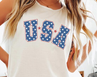 Comfort Colors Stars Usa 4Th Of July Tank Top, 4Th Of July Shirt, Independence Day Shirt, Stars And Stripes Shirt, USA Flag Shirt 211480