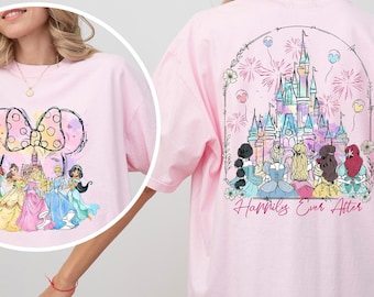Disney Princesses Happily Ever After Shirt Comfort Colors Princess Back Castle Shirt Coquette Disney Shirt Disney Princesses shirt 213155