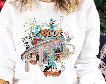 Disney Epcot Sweatshirt, Vintage Epcot 1982 Sweatshirt, Vintage Disney Epcot Hoodie, Mickey and Friends Disney Trip Matching Sweater 210988