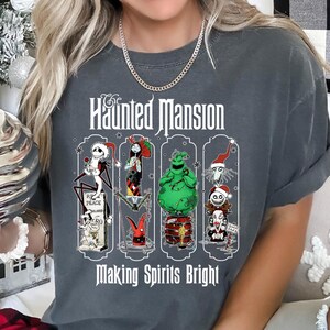 Vintage The Haunted Mansion Christmas Making Spirits Bright Shirt Disney Christmas Shirt Disneyland Family Trip Shirt Comfort Colors 213931