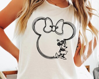 Comfort Colors Vintage Mickey and Minnie Mouse Sketch Shirt 212900