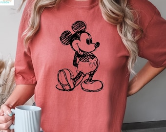 Comfort Colors® Disney Mickey And Minnie Mouse Vintage Sketch Shirt, Mickey Vintage Shirt, Minnie Vintage Shirt, Mickey Sketch Shirt 211134