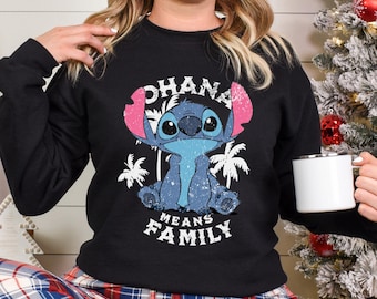 Disney Stitch Ohana Sweatshirt, Ohana Means Family Crewneck Stitch Portrait Hoodie 213352
