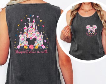 Disney Castle Mickey Minnie Tank Top Magic Kingdom Shirt Happiest Place on Earth 214913