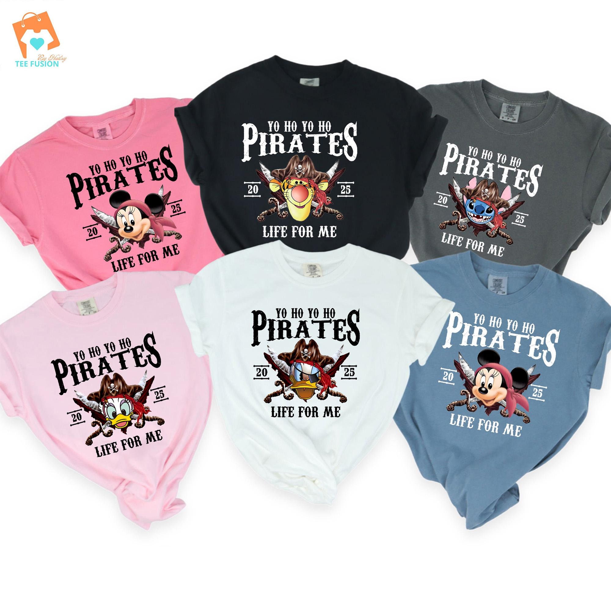 Customized 2025 Disney Pirates Shirt Mickey Friends Pirates of the Caribbean 2025 Yo Ho Yo Ho A Pirate's Life For Me  Comfort Colors 212090