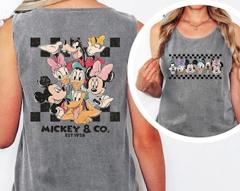 Comfort Colors Retro Mickey & Co Est. 1928 Tank Top Disneyland Tank Disney World Checkered Tank Top Minnie Daisy Donald Goofy Pluto 213941