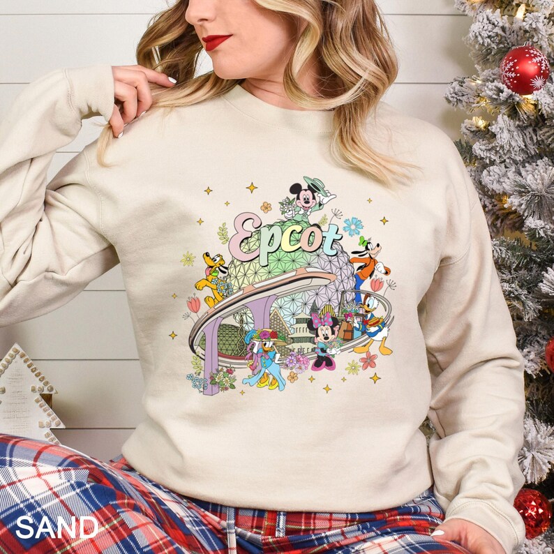 Retro Mickey & Friends Epcot Sweatshirt,Figment Epcot Sweatshirt, Disney World Hoodie,Disney Family Trip Crewneck, Disney Sweatshirt, 212888 image 3