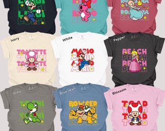 Camiseta Comfort Colors con personajes de Super Mario, estilo retro de los 80 para gamers 213988