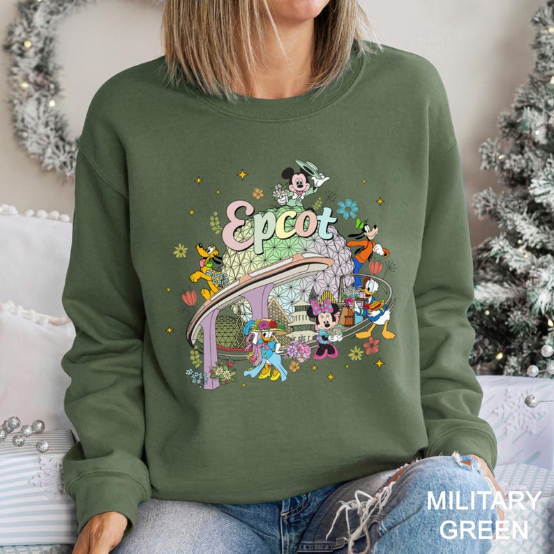 Retro Mickey & Friends Epcot Sweatshirt,Figment Epcot Sweatshirt, Disney World Hoodie,Disney Family Trip Crewneck, Disney Sweatshirt, 212888 image 2