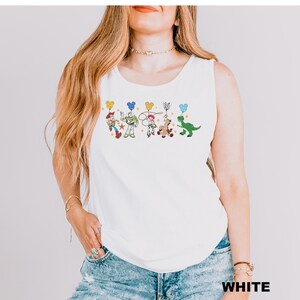 Comfort Colors Retro Toy Story Friends Tank Top, Mickey Head Balloon Shirt, Toy Story Characters Tank top, Magic Kingdom Tank top, 211952 White