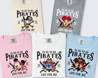 Customized Disney Pirates Shirt Mickey n Friends Pirates of the Caribbean Tee Yo Ho Yo Ho A Pirate's Life For Me  Comfort Colors Tee 212090
