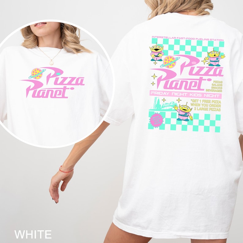 Pizza Planet Checkered Toy Story Shirt, Comfort Colors Disney Aliens Tee, 213542 Bild 9