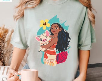 Comfort Colors Moana and Pua Disney Shirt, Disney Moana and Pua shirt, Cute Moana Character Tee, Disney Gift for Her, Disney Princess 211740