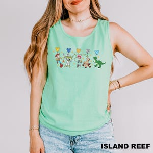 Comfort Colors Retro Toy Story Friends Tank Top, Mickey Head Balloon Shirt, Toy Story Characters Tank top, Magic Kingdom Tank top, 211952 Island Reef