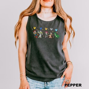 Comfort Colors Retro Toy Story Friends Tank Top, Mickey Head Balloon Shirt, Toy Story Characters Tank top, Magic Kingdom Tank top, 211952 Pepper