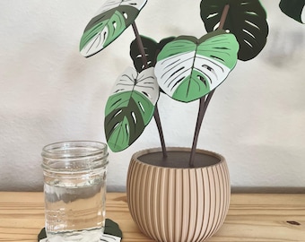 Monstera Plant Coasters Set, 3D Printed Custom Decoration
