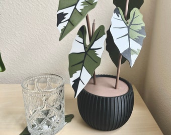 3D Printed Alocasia Plant Coaster Set, Custom Colors