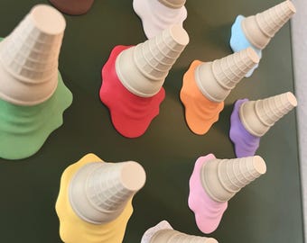 Ice Cream Cone Magnets: Strong Refrigerator Magnets, Choose Your Colors