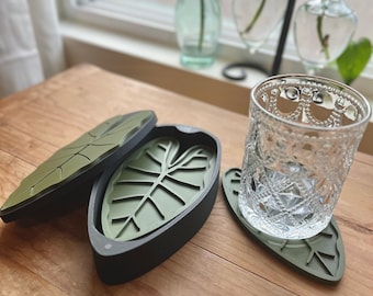Leaf Coasters Box Set: Waterproof Plant Coasters for Drinks