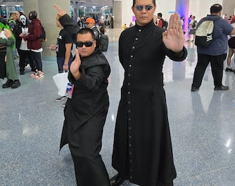Gabardina de algodón estilo gótico Matrix para cosplay