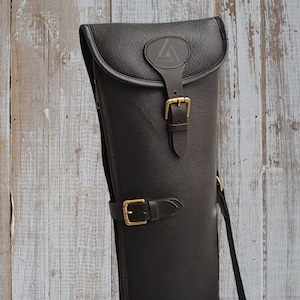 Leather Shotgun Slip Case for Hunting, Black shotgun case,rifle case, gift for hunters, personalization available , Rifle Scabbard, Handmade