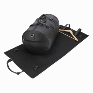 Leather Garment Duffel Weekend Travel Bag with Suit Carrier, Groomsmen Gift Bag, Travel Suit Bag, Suit Carrier, Hanging Garment Bag,Handmade