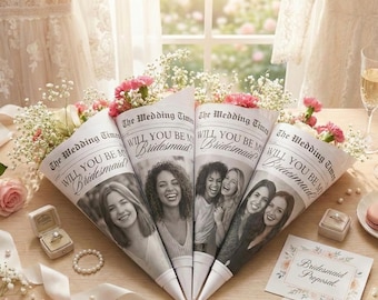 Bukiet kwiatów z gazety na oświadczyny druhny, oświadczyny druhny, gazeta na oświadczyny, dodatki ślubne, czy zostaniesz moją druhną?