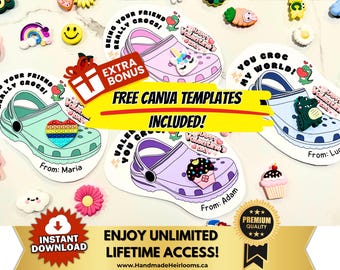 Shoe Charm Valentine Printable, Clog Shoe Kids Valentine, Classroom School Valentines, Instant Download Valentine's Day Cards Gifts