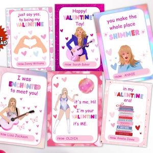 Biglietti stampabili In My Valentine Era, biglietti di San Valentino di Taylor Swift, biglietti di San Valentino per bambini con download immediato di Taylor Swiftie, regali e bomboniere