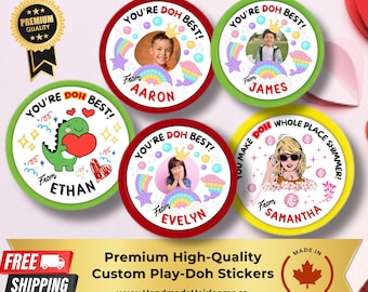 Custom Kids PlayDoh Photo Stickers Set | Classroom Favors Personalized | Play Dough Birthdays Valentines Favours | Play Doh Gift Party