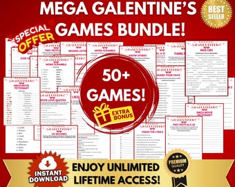 50+ Galentines Day Games Printable Adult Galentine's Day Party Bundle Ladies Night Game Ideas Girls Night In Games Bundle Red Galentine Day