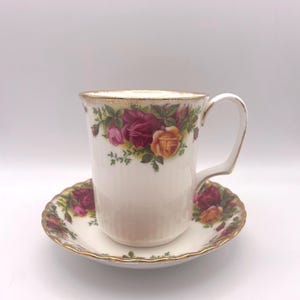 Vintage Royal Albert Old Country Rose Bristol Beaker Mug and Saucer, Made in England