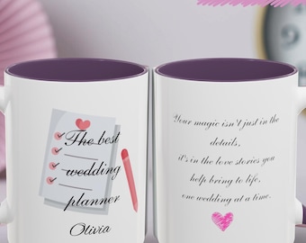 Wedding Planner Gift Mug, Custom Name Coffee Cup, The Best Wedding Planner, Thank You Gift for Coordinator, Wedding organiser souvenir