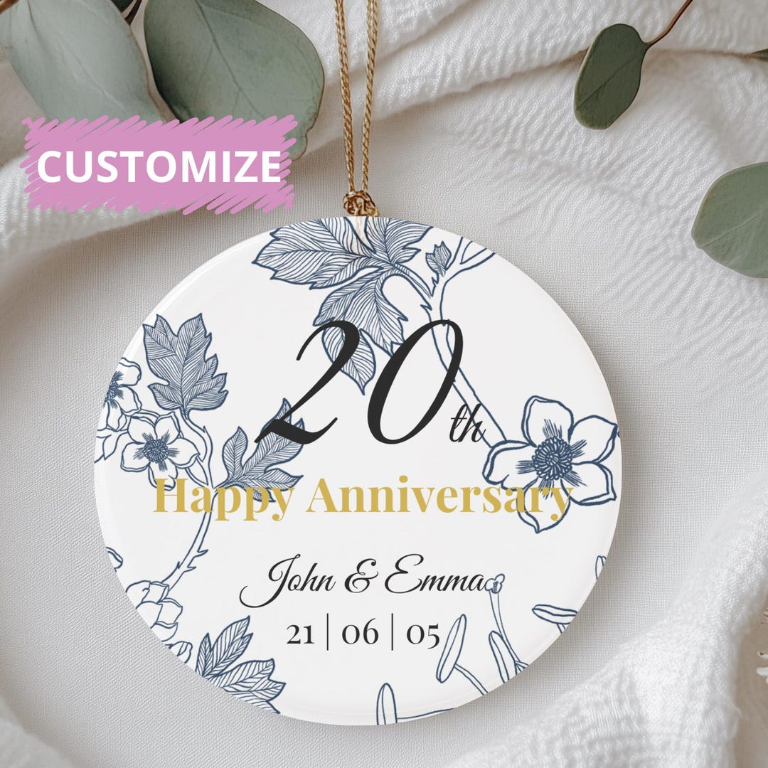 20th Wedding Anniversary Ornament, 20th China, Wedding Keepsake, 20 ...