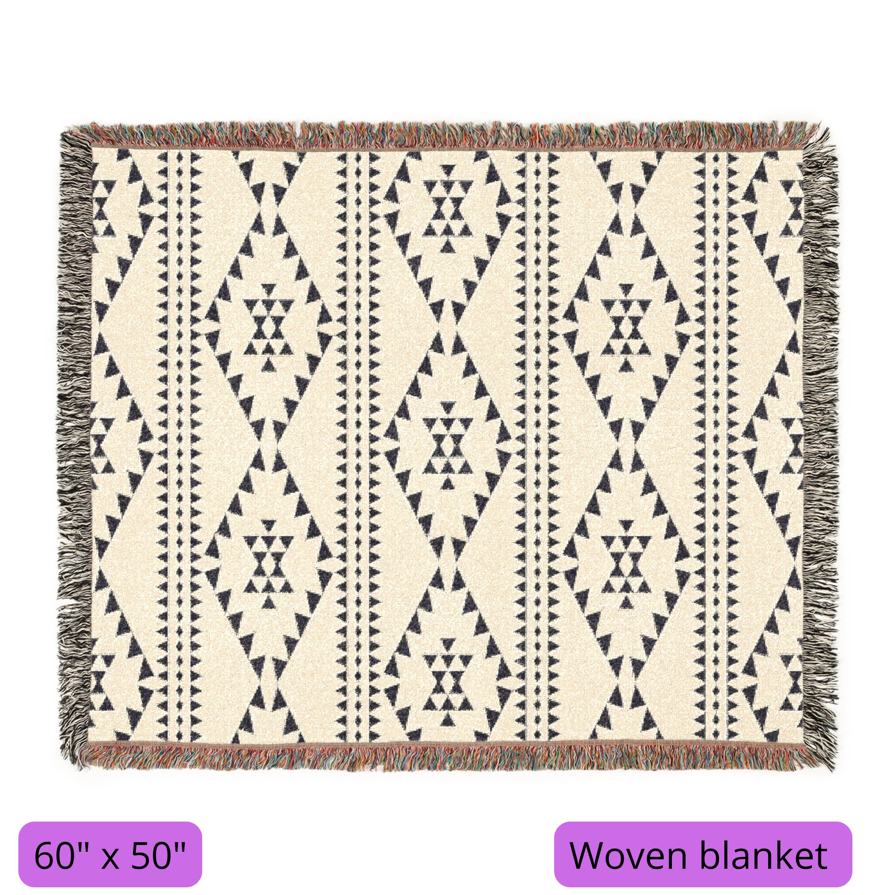 Aztec Stripes Woven Blanket | Southwestern Geometric Throw | Navajo ...
