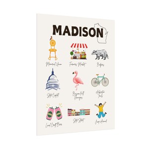 Madison Wisconsin Artwork UW Madison Wall Art UW Madison Dorm Decor UW Madison Prints Madison Poster image 4