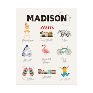 Madison Wisconsin Artwork UW Madison Wall Art UW Madison Dorm Decor UW Madison Prints Madison Poster image 2