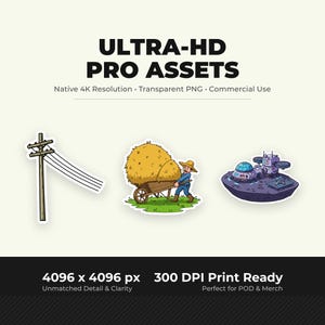 25 Unique Graphic Elements: Hair Salon, Blood Splatter, Meatball & World Map - Mega PNG Clipart Bundle