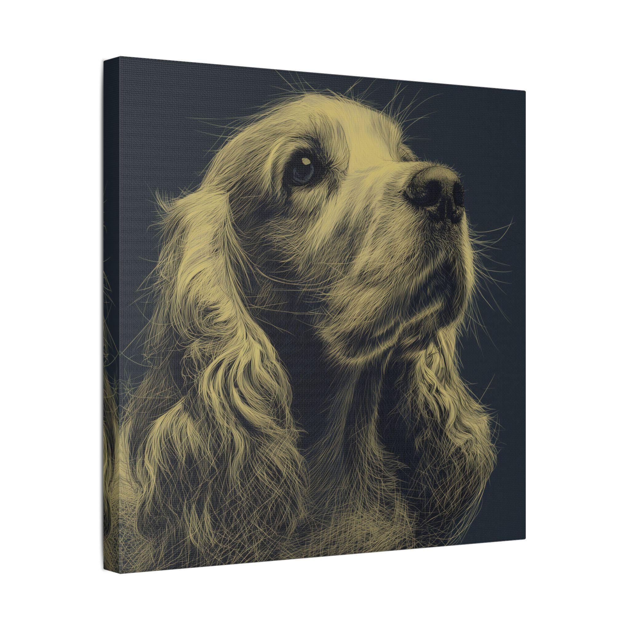 Cocker Spaniel Line Art Satin Canvas Stretched 20