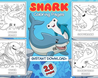 ホホジロザメの印刷可能な塗り絵 - Etsy 日本