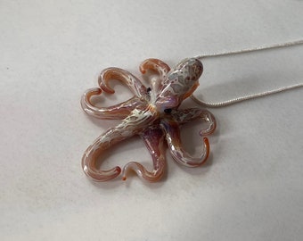 Octopus Jewelry Pendant Necklace Beach Party Jewelry Aquatic Collection Glass Art Pendant