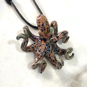 Blown Glass Jewelry Octopus Necklace Pendant Steampunk Ocean Beach Look Divers favorite