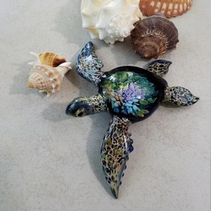 Glass Sea Turtle Sculpture. A Scuba Diver Dream where your Adventure Awaits.  Men's ocean art Gift for him or her.