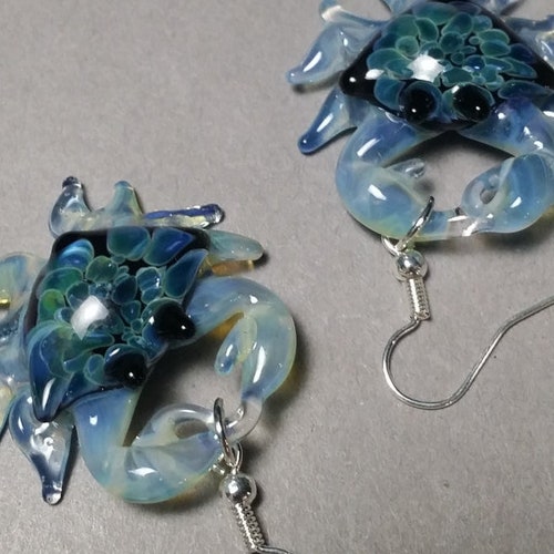 Blue Crab Earrings Beach Jewelry Ocean Nature Jewelry Dangle - Etsy