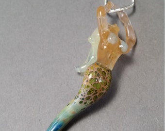 Pingente de sereia em vidro soprado: Colar Arte Oceânica