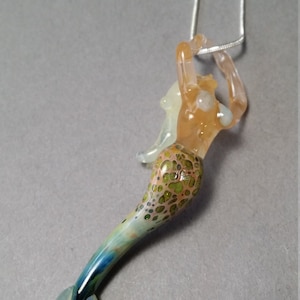 Mermaid Pendant Mermaid Tail Blown Glass Jewelry Ocean Art Mermaid Necklace Fish Mermaid Jewelry Ariel Figurine Mermaids image 1