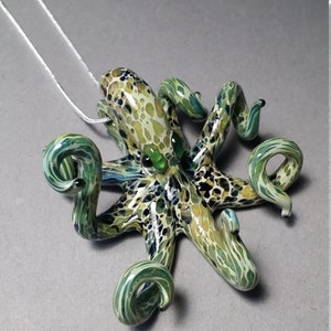 Green Octopus Jewelry Necklace Pendants Squid Tentacle Octopus Pendant Blown Glass Gift for Her or Gift for Him