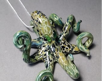 Grüner Oktopus Schmuck Halskette Anhänger Tintenfisch Tentakel Oktopus Anhänger Mundgeblasenes Glas Geschenk für Sie oder Geschenk für Ihn