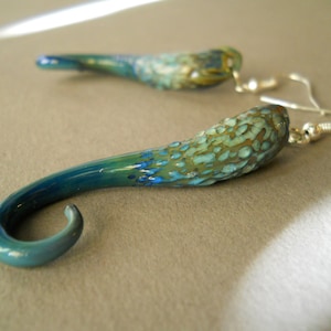 Octopus Tentacle Earrings Blown Glass Earrings Steampunk Octopus Jewelry